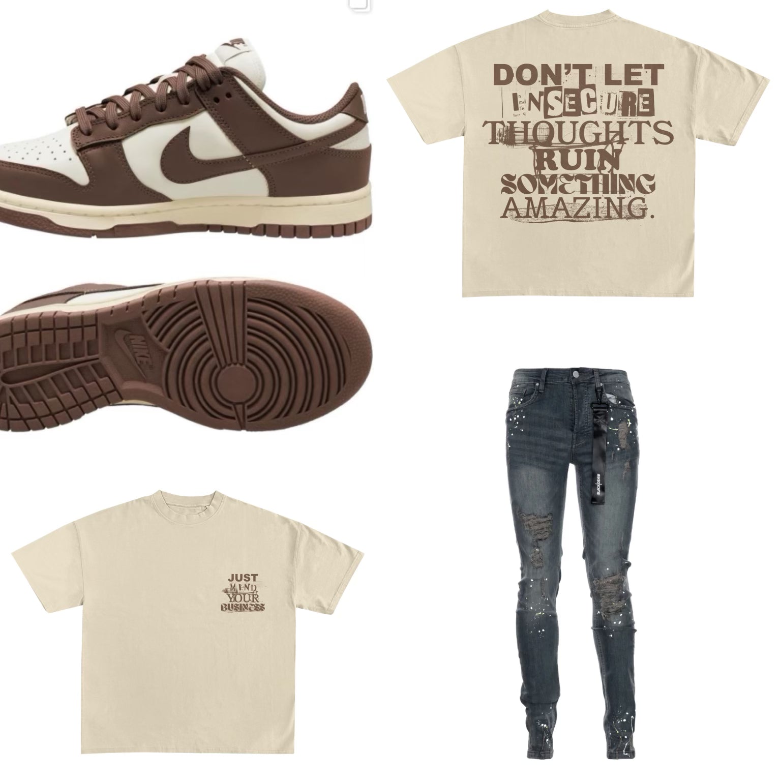 Nude and brown Just Mind Your Business oversized Thought Tee